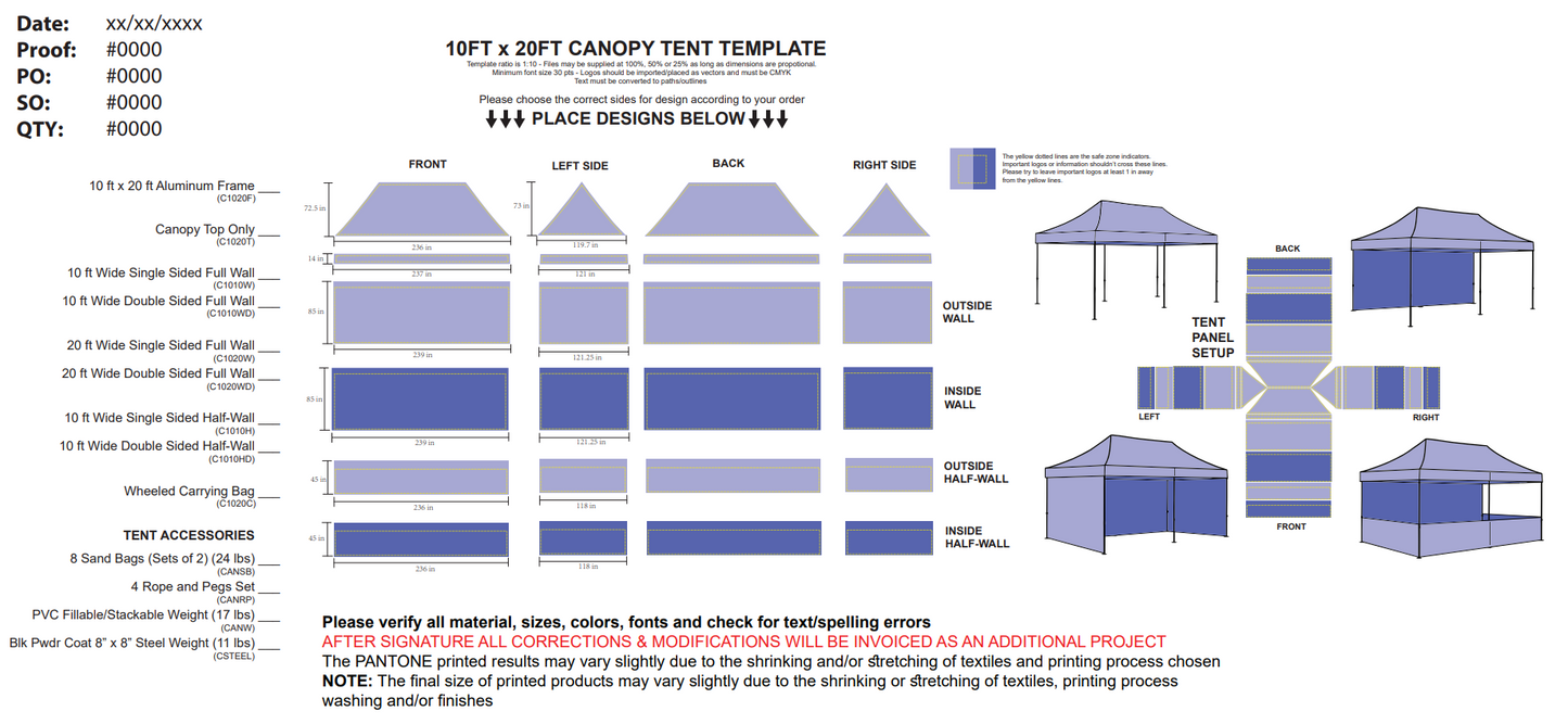 Pop-Up Canopy Tent Kits 10' x 20'